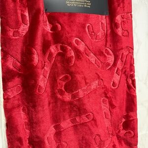 Christmas Red Candy Cane Rachel Roy Throw Blanket